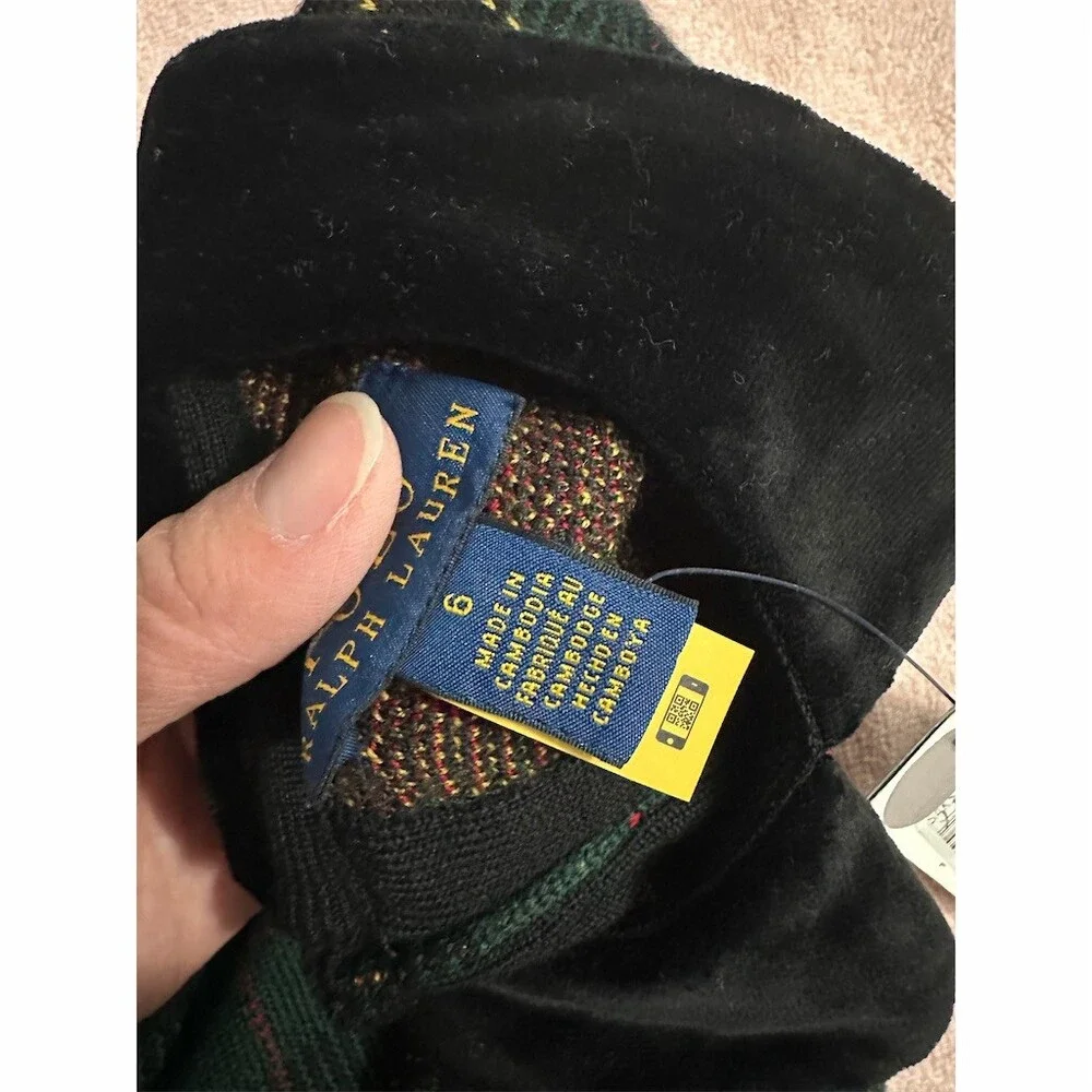 Ralph Lauren Girls Wool Green Plaid Drop Waist Knee Length Size 6